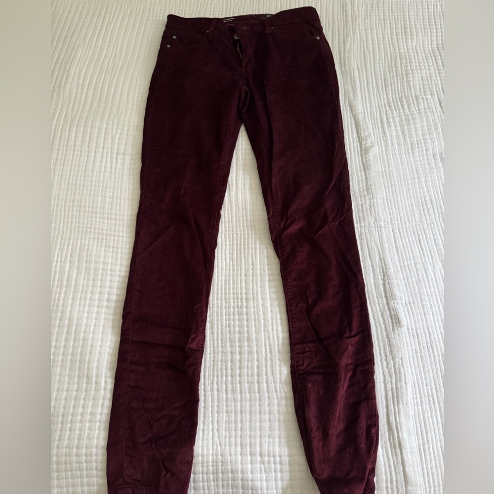 Adriano Goldschmied Pinwale Corduroy Maroon Size 27 Skinny Legging